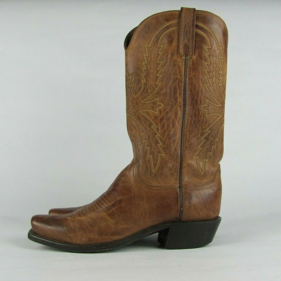 LUCCHESE Mad Dog Goatskin Tan Cowboy Boots 7 D - Picture 2 of 8
